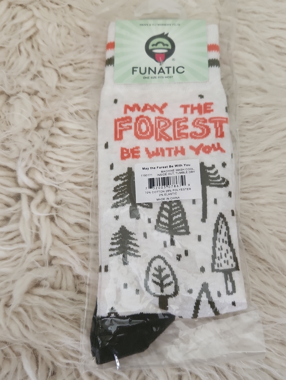 Funatic "May the Forest Be With You" White Crew Socks